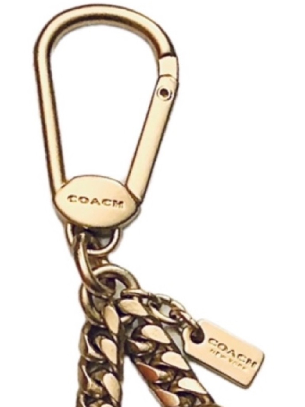 Coach Gold-Tone Charm Keyring with Signature Medallion - Picture 4 of 4